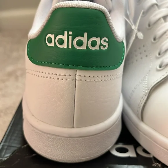 adidas Advantage White and Green Women's Sneakers - Picture 3 of 5